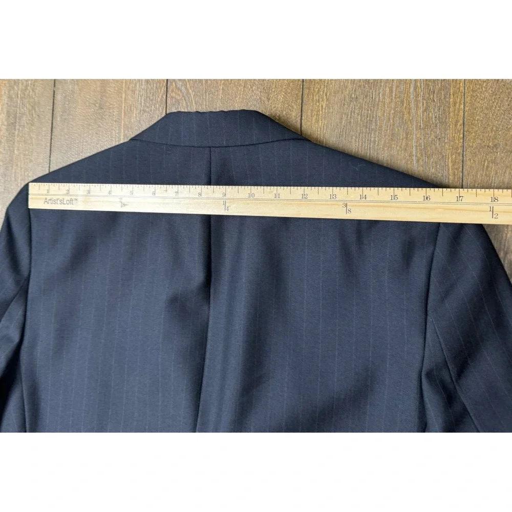 Topman Men's 38 black Pinstripe Graphic Art Blazer Wool Blend Statement 3144